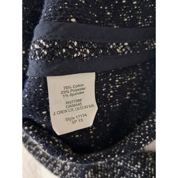 J.Crew Tweed Long Sleeve Zip Fasten Collarless Jacket Blue White Size XS - Picture 11 of 12